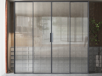 Modern sliding door Changhong glass sliding door 3d model