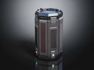Sleek Metallic Cylindrical Equipment With Side Ventilation Grilles Top Control Panel And LED Indicators 3d model
