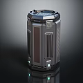 Sleek Metallic Cylindrical Equipment With Side Ventilation Grilles Top Control Panel And LED Indicators