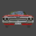 Classic Red Sedan Car With Chrome Accents And Vintage Body Design
