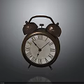 Vintage Brass Alarm Clock Featuring Dual Bells Roman Numeral Dial On Dark Background With Reflection