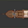 Wooden Sailing Boat Model With Tan Sail Ladder And Decorative Details