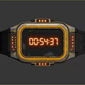 Vintage Style Electronic Watch Featuring Digital Display Black Strap And Yellow Frame