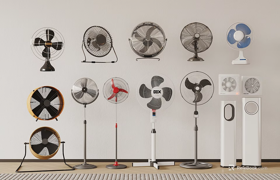 Collection of Various Air Cooler Fans with Different Designs and Styles for Home Use 3d model 