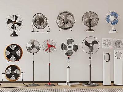 Collection of Various Air Cooler Fans with Different Designs and Styles for Home Use 3d model