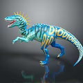 Vibrant Blue Dinosaur Toy Character With Yellow Spiked Back And Fierce Expression