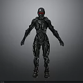 Sci Fi Mechanical Character Design With Black Armor Red Eyes And Intricate Patterns