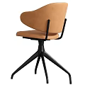Modern Beige Chair With Curved Backrest White Metal Base And Decorative Balls
