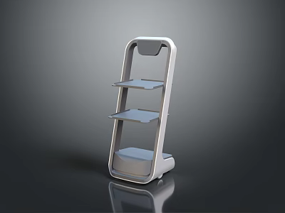 Modern Storage Shelf Unit With Three Tiered Shelves And Sleek White Design 3d model