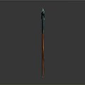 Fantasy Battle Axe With Spiked Blue Blade And Orange Curved Handle