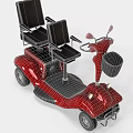 Red Two Seater Mobility Scooter With Black Seats Front Basket And Electric Design
