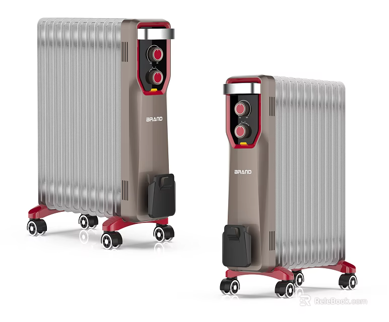 BRANDO Electric Heaters With Mobile Wheels Control Panel And Modern Design 3d model 