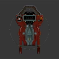 Futuristic Building Structure With Red And Blue Mechanical Sci Fi Design Features