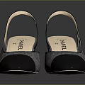 Chanel Black Slingback Heels With Shiny Material And Elegant Block Heel Design