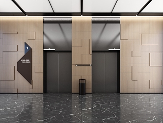 Style Elevator Aisle Corridor Public Area Features Office Building Elevator 3d model