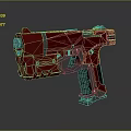 Red Militech Sci Fi Weapon Design With Futuristic Features And Grip 3d model