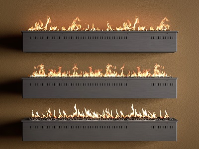 Modern Fireplace Embedded Fireplace Stove Flame 3d model