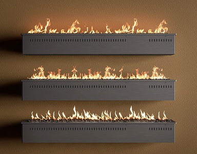 Modern Fireplace Embedded Fireplace Stove Flame 3d model