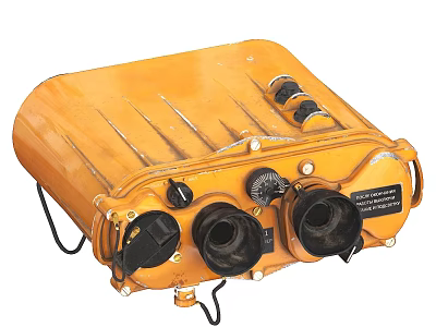 Durable Yellow Industrial Equipment With Robust Enclosure And Multiple Control Ports 3d model