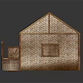 Traditional Rustic Wooden House with Thatch Roof and Wooden Frame Structure Design