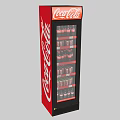 Coca-Cola Commercial Beverage Refrigerator With Multi Layer Shelves Displaying Bottled And Canned Drinks