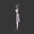 3D Game Movie Female Character with Short Black Hair White Top Purple Skirt Arms Outstretched