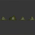 Multiple Green Mountain Models Arranged Around Central Stone With Natural Design
