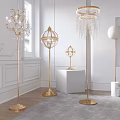 Elegant Gold Floor Lamps With Crystal Decor In Modern Interior Design