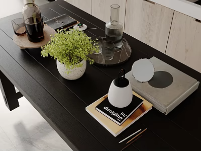 Modern Open Kitchen Interior Design With Island Counter Cabinets And Appliances 3d model