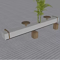 Landscape Seating Bench with Round Tables Plants Wooden Stools and GO GREEN GO WILD Sign