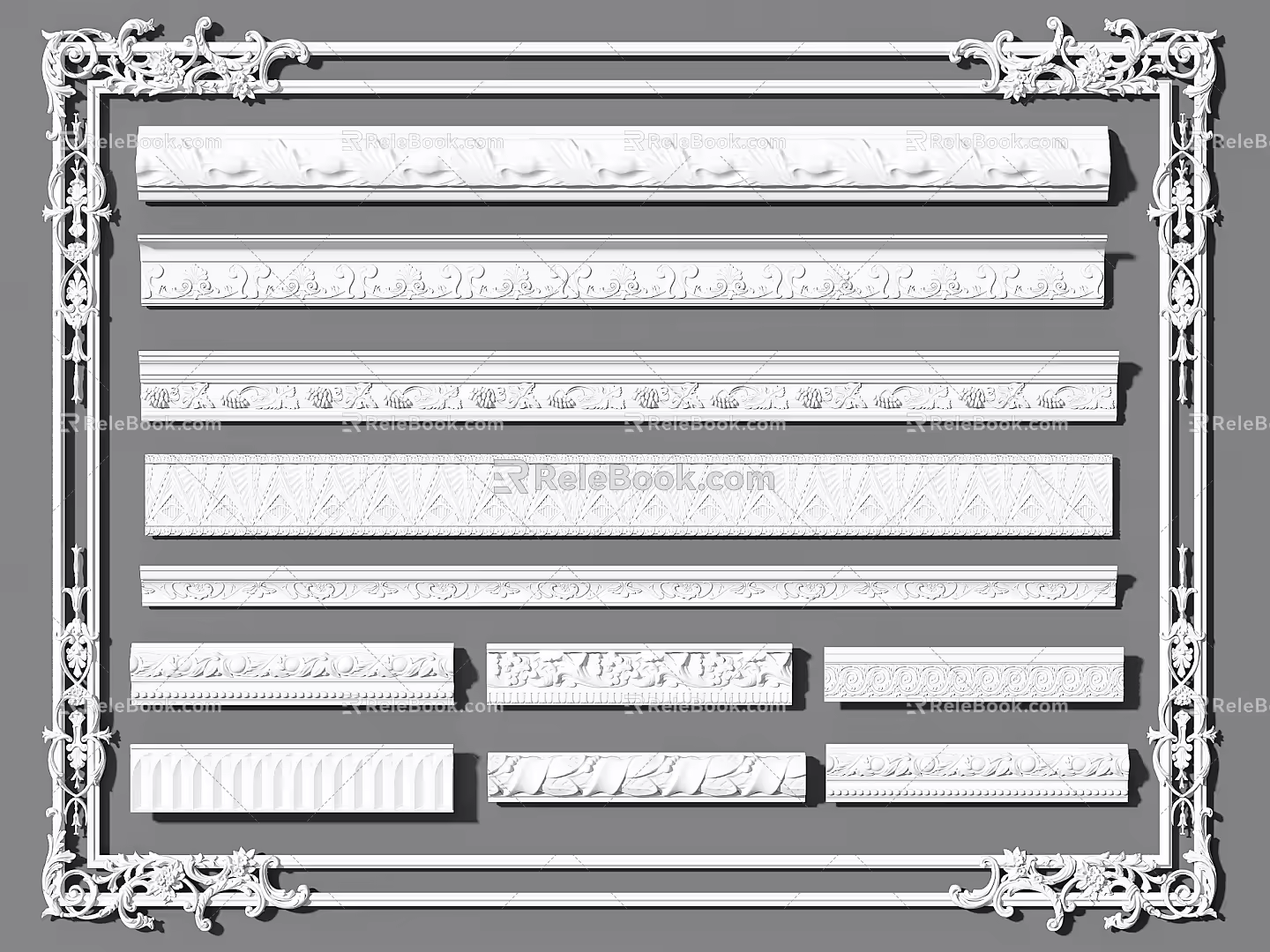 European-style plaster line carved line corner line decorative line 3d model