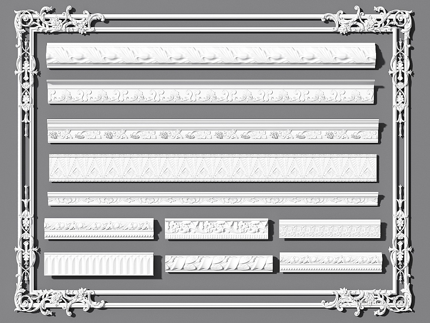 Decorative Gypsum Moldings For Interior Design With Various Patterns And Classic Styles 3d model 