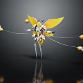 Smart Robot With Yellow Mechanical Wings Connected To Orange Orbs Via Wires