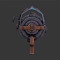 Unique Futuristic Industrial Mechanical Device With Copper Accents And Fluorescent Details