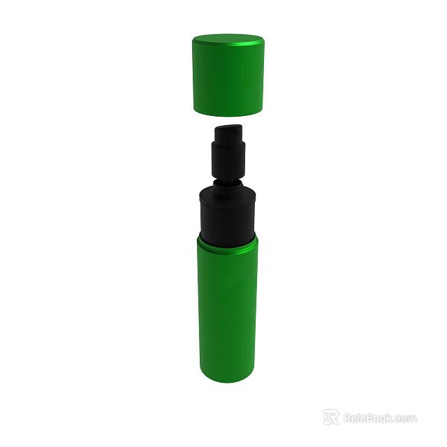 Cylindrical Green Spray Bottle With Black Nozzle And Smooth Surface Design 3d model 