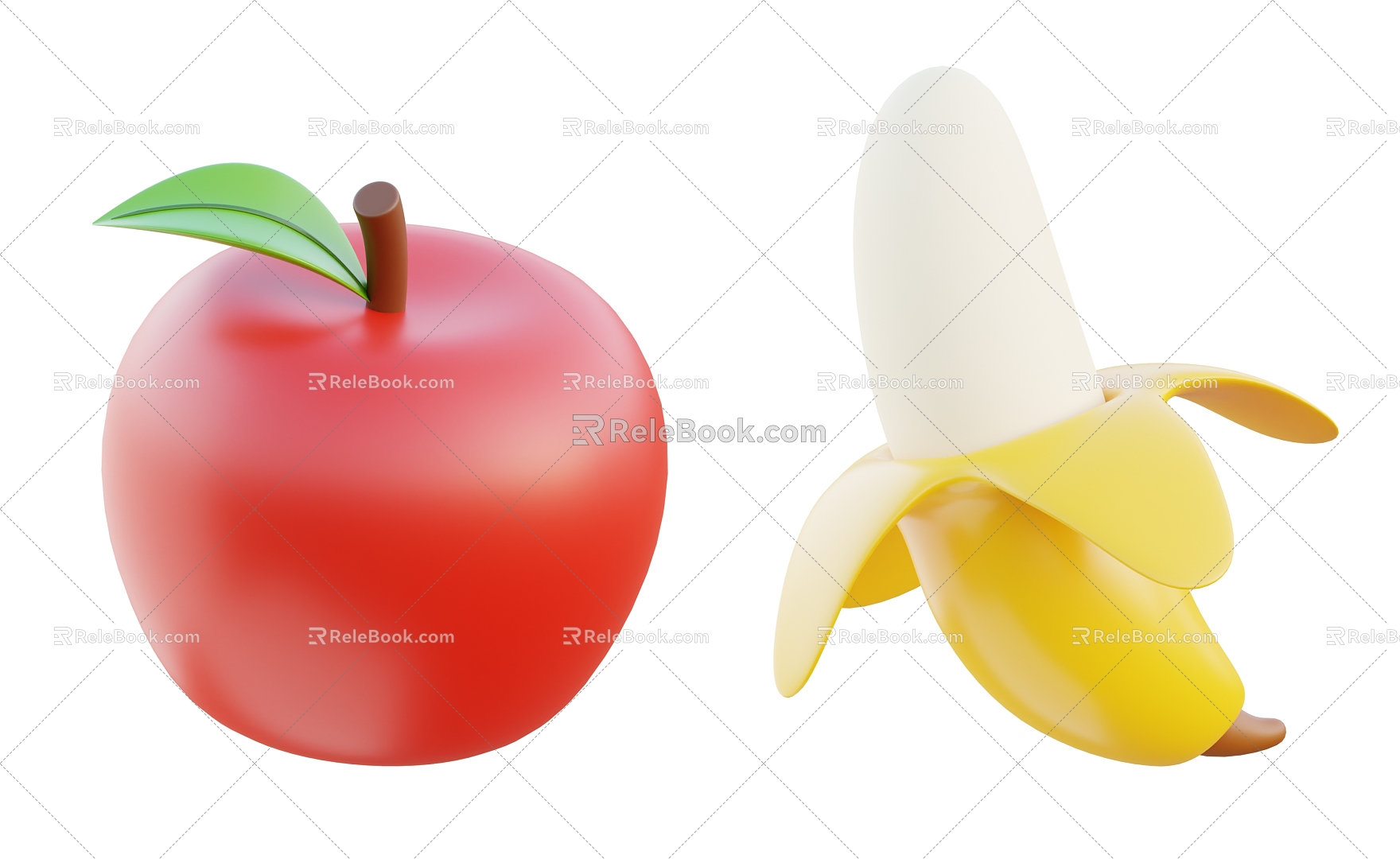 Apple banana fruit cartoon apple cartoon banana cartoon fruit model