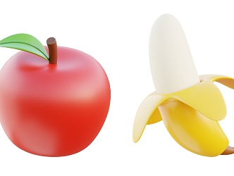 Apple banana fruit cartoon apple cartoon banana cartoon fruit 3d model