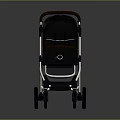 Modern Black Baby Stroller With Brown Handle White Frame And Smooth Wheels