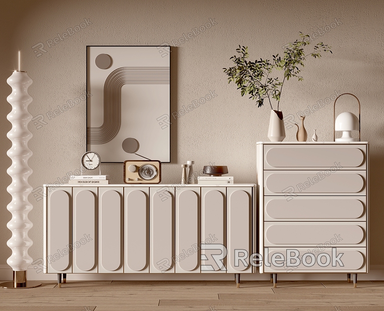 Modern Entrance Cabinet Shoe Cabinet Sideboard Wall Decorative Pendant Ornaments Bucket Cabinet Cream Decorative Cabinet Low Cabinet Sideboard model