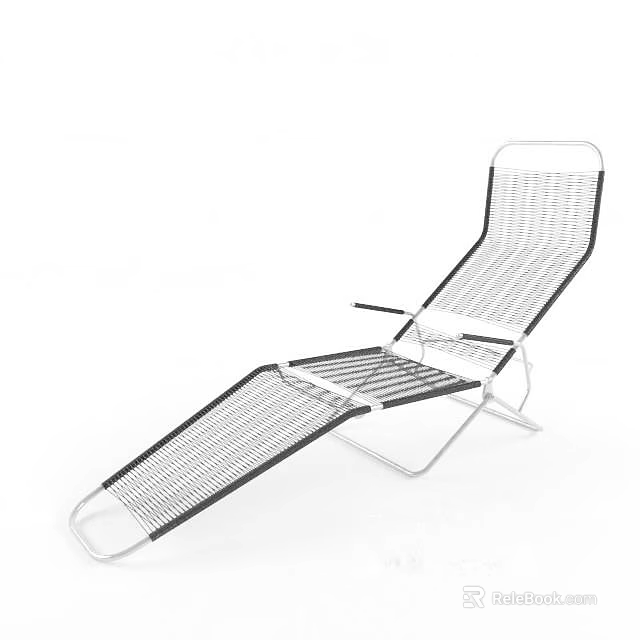 Modern Woven Reclining Lounge Chair With Black White Metal Frame 3d model 