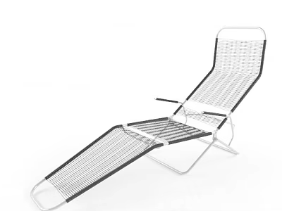 Modern Woven Reclining Lounge Chair With Black White Metal Frame 3d model