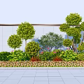 Circular Flower Bed With Planters Featuring Various Trees Shrubs And Colorful Flowers