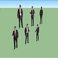 Businessman In Formal Suit And Red Tie Displaying Various Standing Poses
