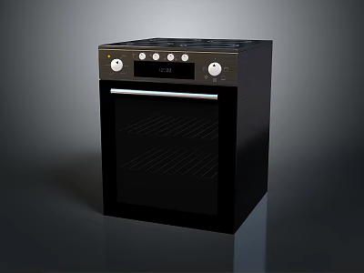 Modern Black Built in Oven With Control Panel And Knobs For Kitchen 3d model