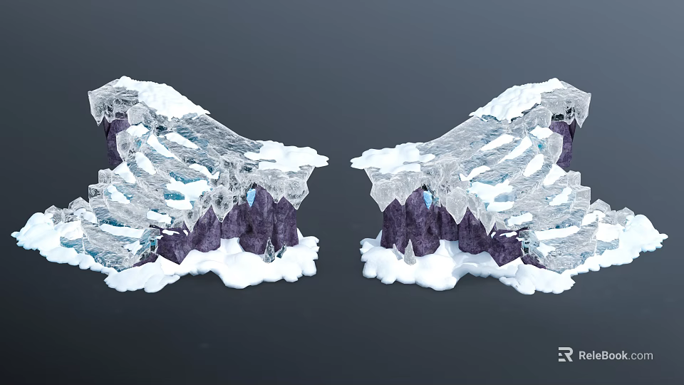 Stone And Wood Structure With Snow Covered Ice Crystal Accents 3d model 