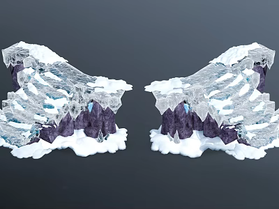 Stone And Wood Structure With Snow Covered Ice Crystal Accents 3d model