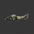Wooden and Stone Shell Shaped Decor with Intricate Stone Path and Lush Green Moss