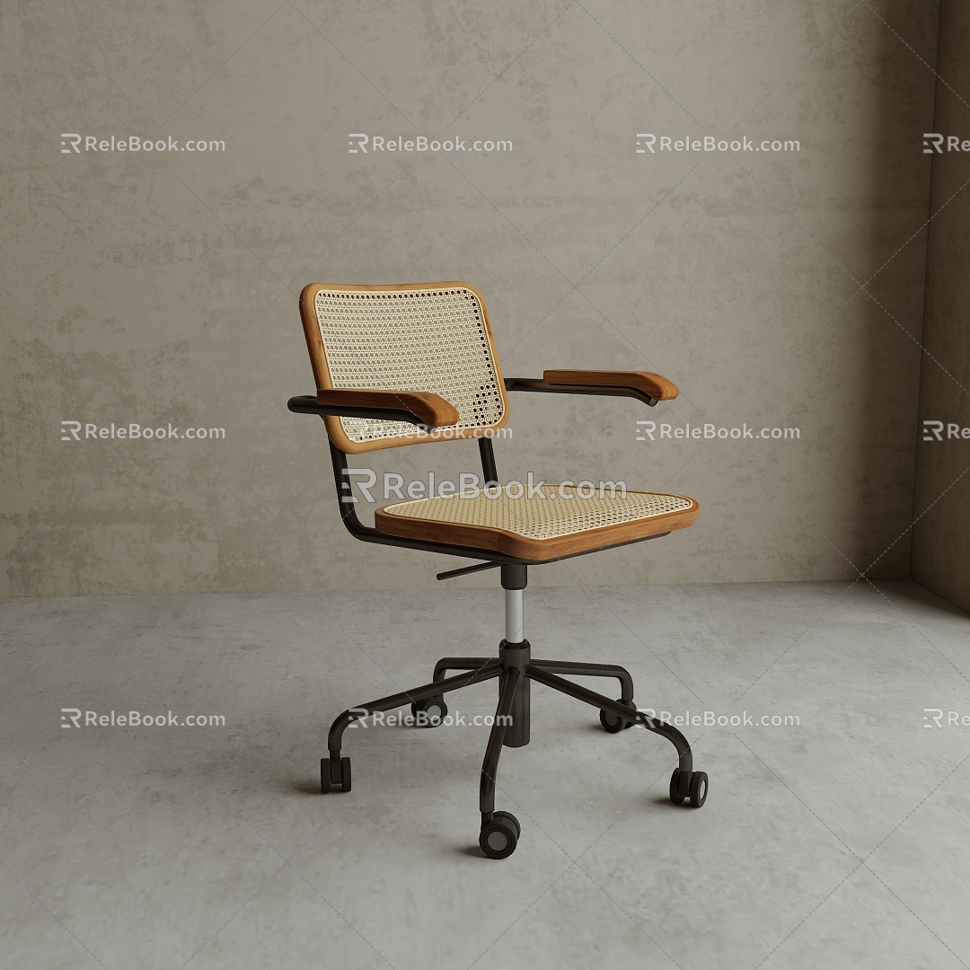 Quiet Office Chair Rattan Office Chair 3d model