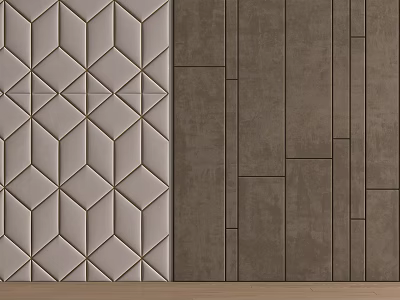 Contemporary Dual Design Background Wall With 3D Geometric Pattern And Dark Line Panels 3d model