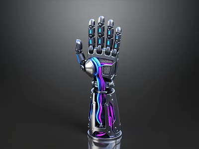 Modern Robotic Hand With Detailed Metallic Structure And Colorful Cables 3d model